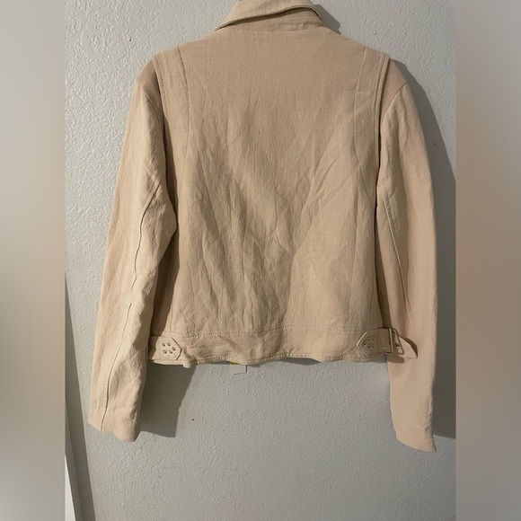 NWT BLANKNYC Women's Crepe Moto Jacket Zips Snaps Adjust Belt Tan - Picture 4 of 5